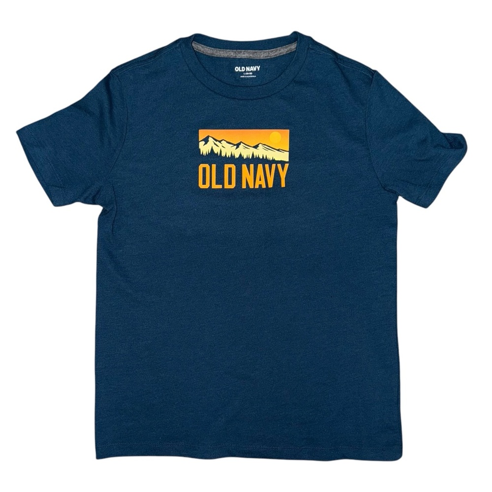 Old Navy boys mountain scenery dark blue short sleeve t-shirt